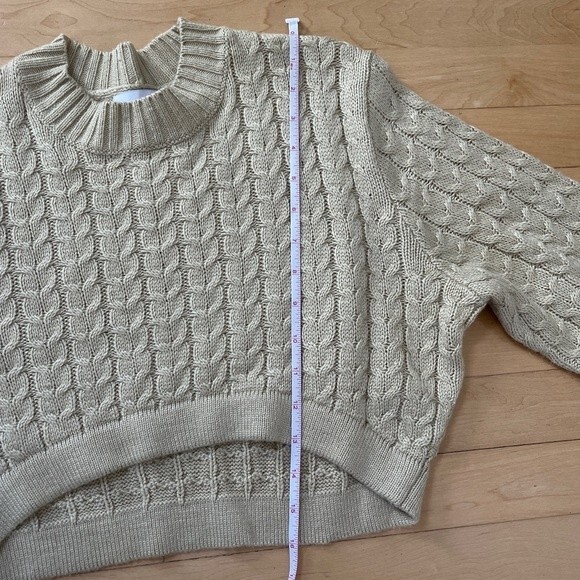 WeWoreWhat Cropped Mock Neck Cable Sweater in Desert XS NWOT - Picture 10 of 10